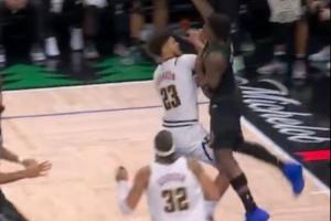 华子在空中被顶到失去平衡 左腿非正常落地反关节！