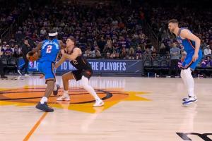 SGA辅助手开道肘到吉莱斯皮 裁判吹防守犯规 太阳挑战并成功