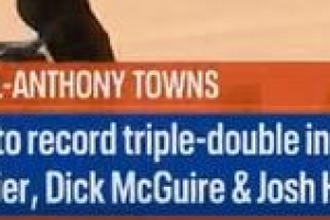 队史第四人！唐斯助攻阿努诺比命中三分 个人季后赛生涯首次三双