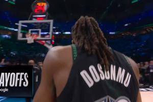 闪耀大舞台！道苏姆抢断一条龙打停掘金 三节已砍季后赛新高26分