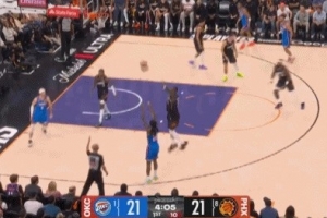 奋力反击！卡森·华莱士三分命中 雷霆7-0小高潮反超比分打停太阳