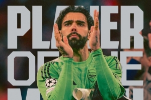 3次扑救3次解围！官方：拉亚当选阿森纳1-1马竞一役队内最佳